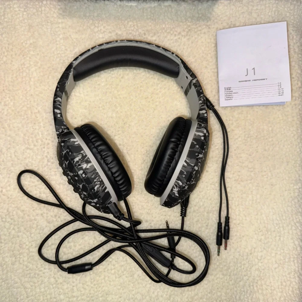 J1 TARGEAL Black Camouflage Gaming Headset